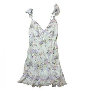 ✨ LAI Design Floral Slip Dress Ruffle‎ Hem Lace Trim Medium Pastel Nightie 🌸✨